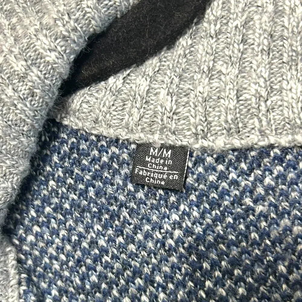 Buffalo David Bitton Wrigley Quarter Zip Sweater NWT Men's Sz M Blue Combo